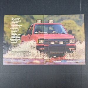 1987 Chevrolet Chevy S-10 4x4 Truck Vintage Print Ad Driving Through Creek Water